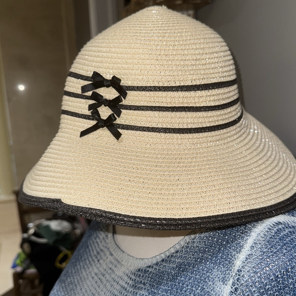 Straw hat w/black trim by Magid Hats - Picture 2 of 4